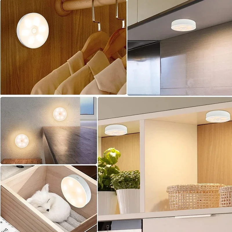 PIR Motion Sensor LED Night Light intelligent USB Rechargeable Night Lamp For Cabinet Wardrobe lighting Staircase Closet Light