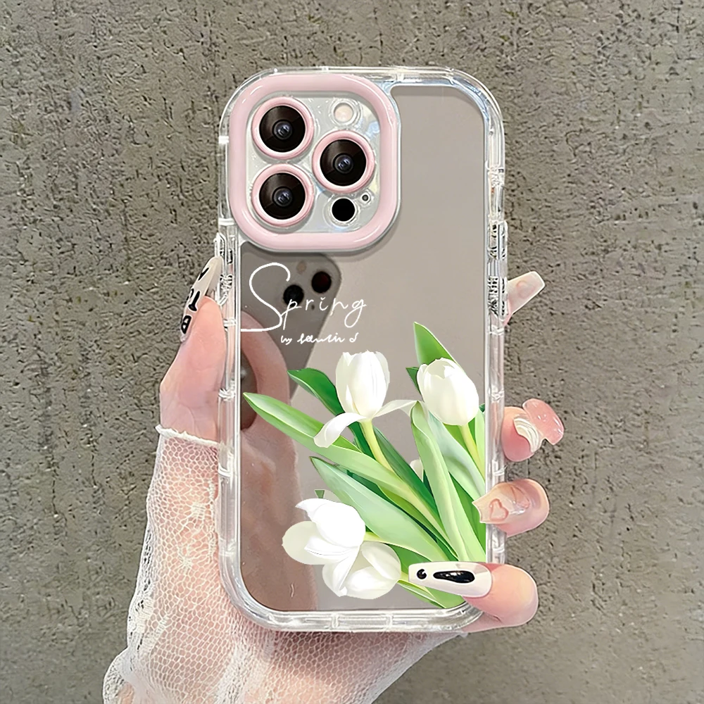 Tulpenblumen Air Cushion Spiegel Handyhülle für iPhone 17 15 14 16 Pro Max 13 12 11 Pro X XR XS MAX 7 8 Plus 17Air Modische Hülle – Detail 15
