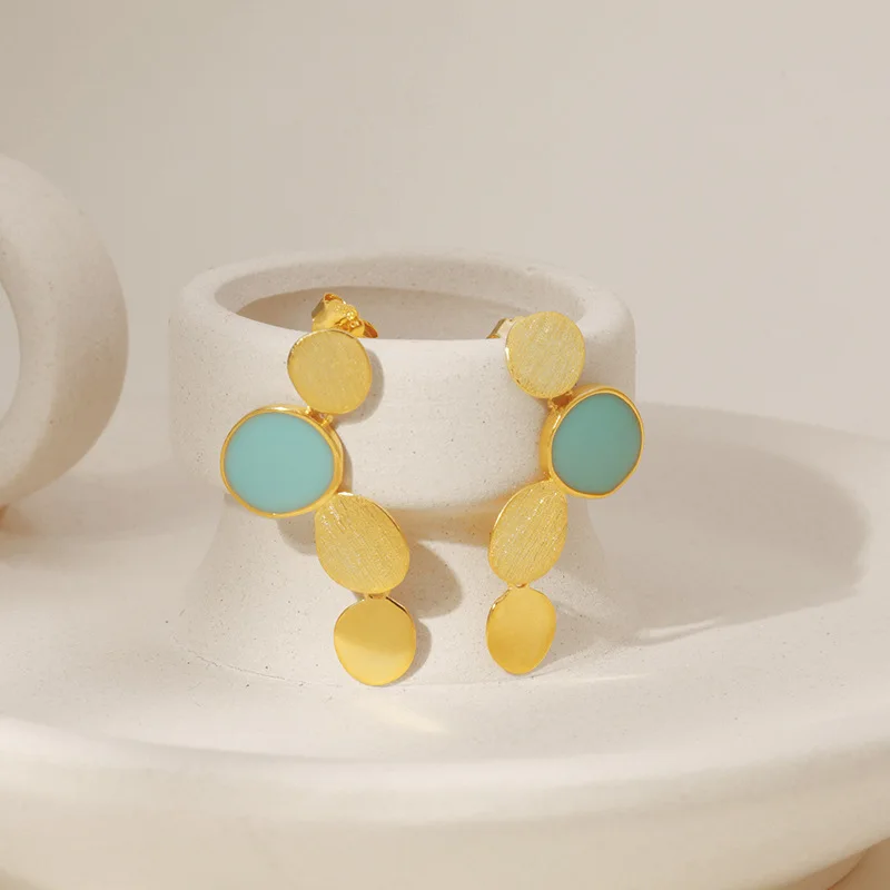 Miracle Sterling Silver 925  The Floating World Colorful Light Luxury Minimalist High-End Morandi Color Series Earrings