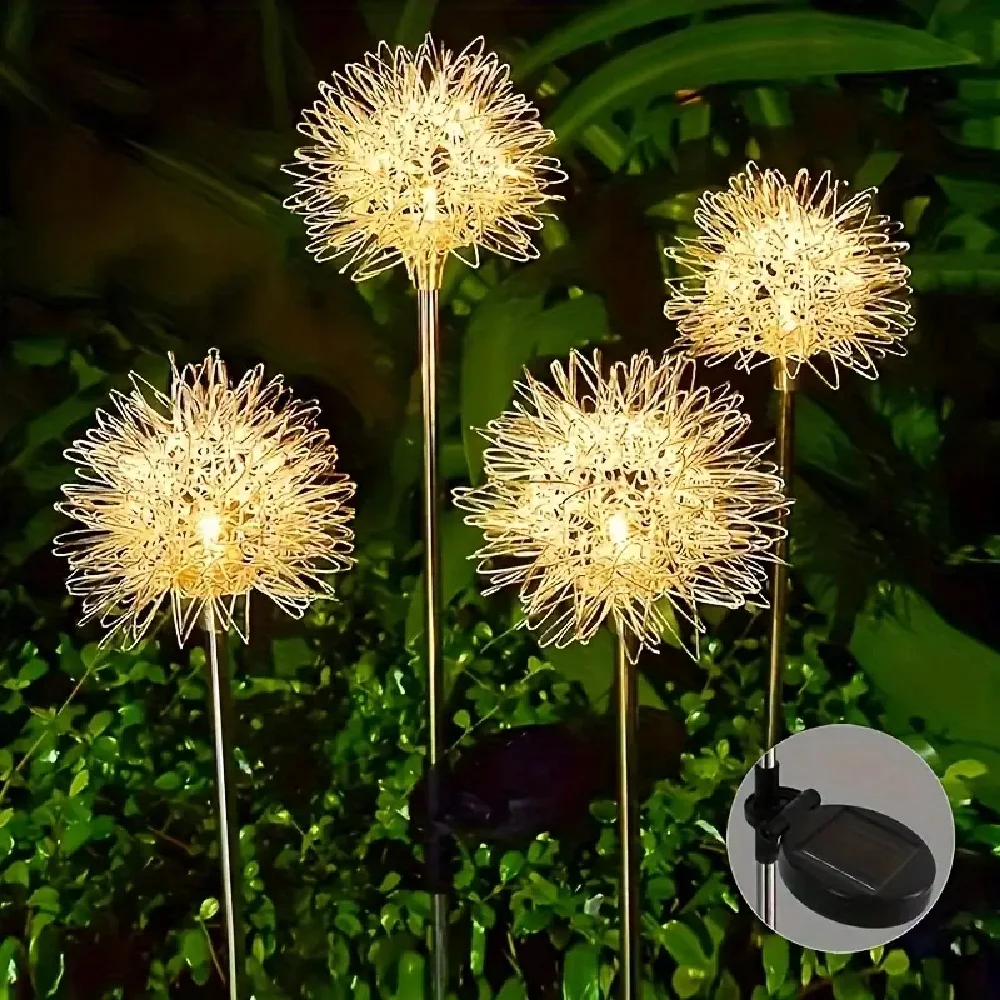 Luz Solar de diente de león, Lámpara decorativa para césped y jardín, luces de paisaje para jardín, iluminación de suelo para exteriores, decoración para fiesta en el jardín del hogar