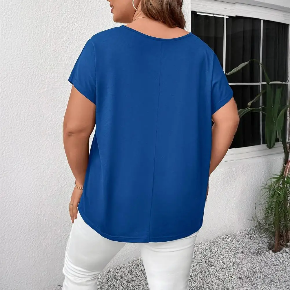 

Women's T-shirt Summer Casual V-neck Short-sleeved Tops Classic Style Oversize Loose Women's Clothing Casual Tops With Hollow
