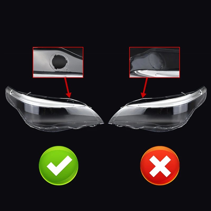 Fit For BMW E60 E61 525I 530I 545I 550I 2008-2010 Car Headlamp Shade Headlight Lens Shell Transparent Cover Lampshade With Hole view 3