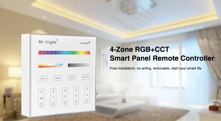 Free shipping Milight B4 4-Zone RGBW RGB RGBW+CCT Smart Panel Remote Controller for led strip lights lamp bulb led tape ribbon