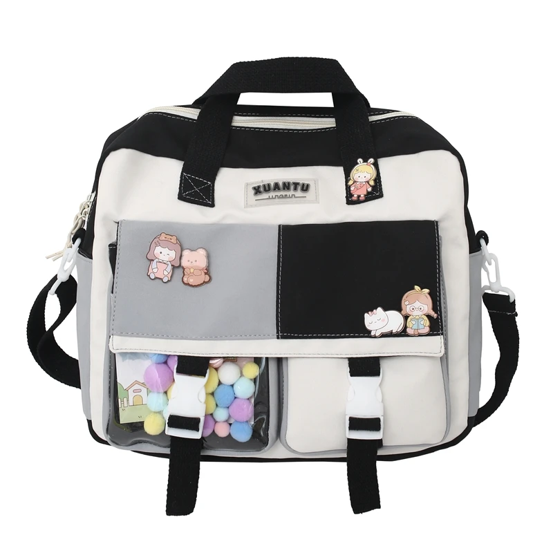 2022 Trend Multifunctional Schoolgirl\'s Nylon Fabric School Bag Kawaii Contrast Color Korean Style Women\'s Backpack Women\'s Bag