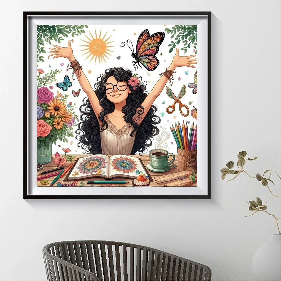 DIY Diamond Painting New 2025 Lazy girl and Cat Diamond Mosaic Picture Embroidery Home Decor Cross Stitch Wall Art
