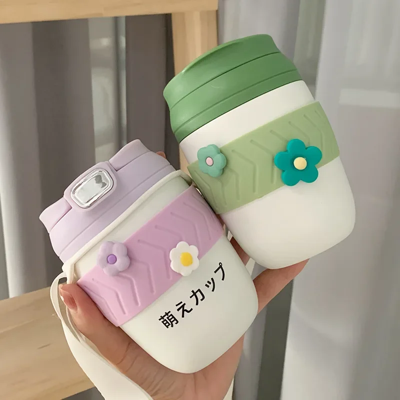 

Water Cup Thermos Cup Female Portable Cute and Cute Bands Drink Drink High -value Net Red Children Aquarius Coffee Cup