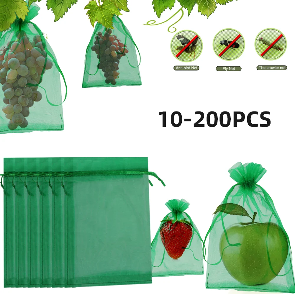 10-200PCS Fruit Protection Bag Grape Insect Proof Nylon Bags Agriculture Orchard Pest Control Bird Mesh Vegetable Protective Net