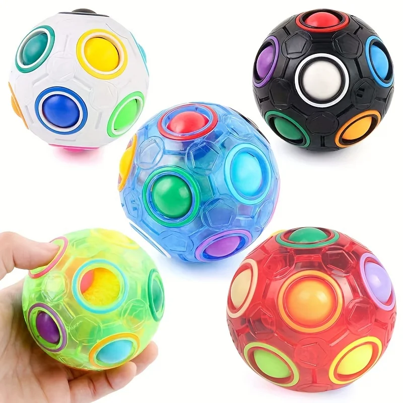 12-hole Magic Rainbow Puzzle Ball Speed Cube Ball Fun Stress Reliever Brain Teaser Color Matching 3D Puzzle Toy for Kids Adult