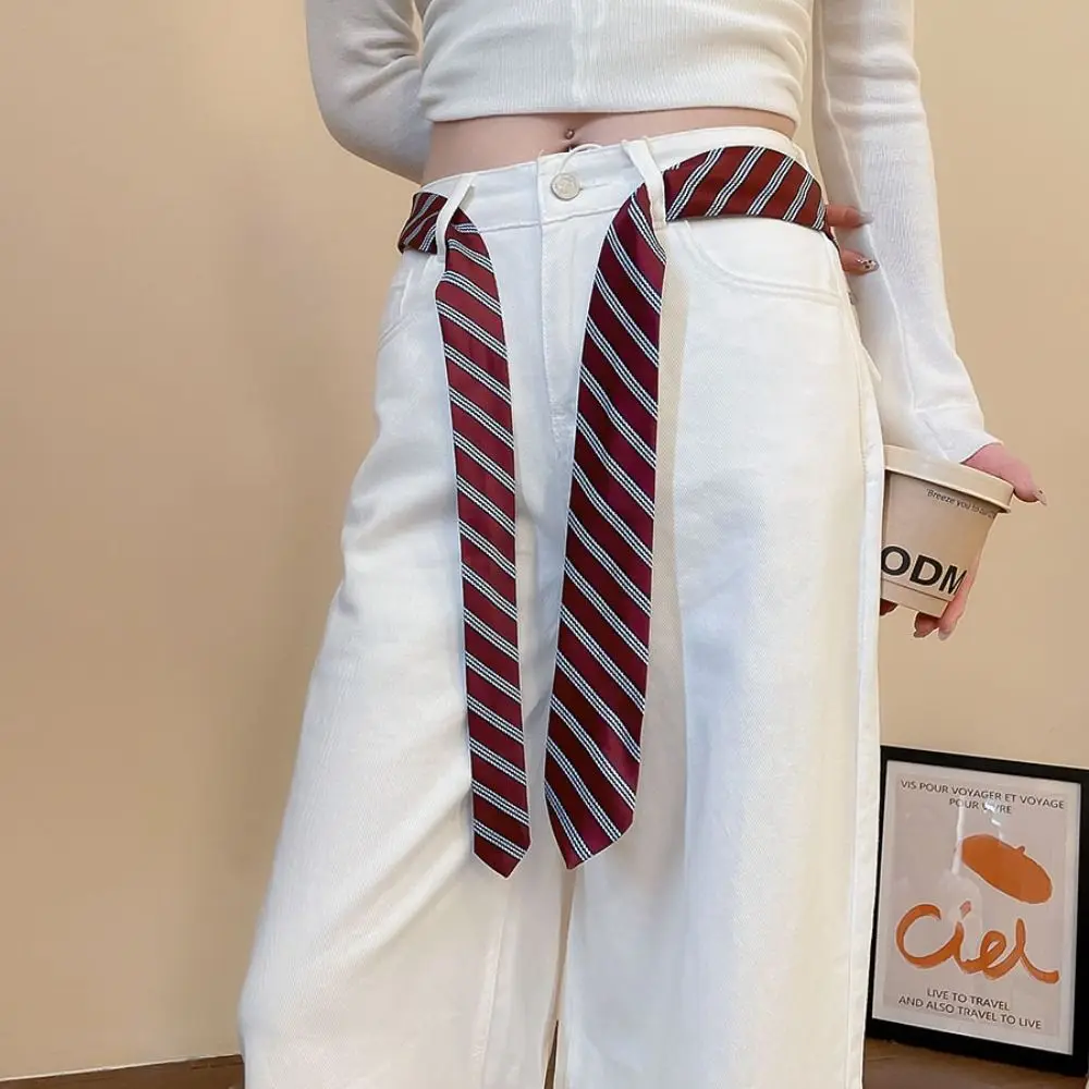 Temperament Korean Striped Tie Stripe Printed Shirt Tie Decoration College Style Retro Belt Accessories Students