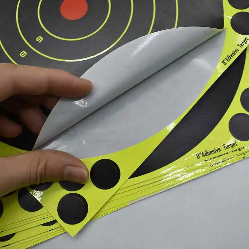 8inch 20cm Round Target 10 Sheet Pack High Visibility Adhesive Shooting Target Stickers Reactive Hunting Shooting Training Paper