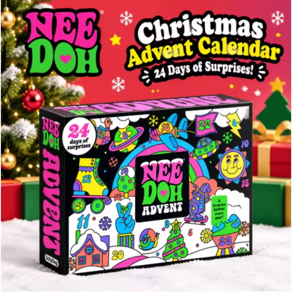 2026 NeeDoh Advent Calendar 24Pcs 3D PVC Fidget Doll Christmas Countdown Calendar Surprise New Year Gift Party Gift