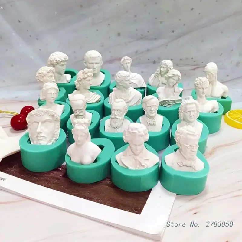 3D Portrait Sculpture Silicone Flexible Food Safe Mould Clay Resin Ceramics Candy Fondant Candy Chocolate Soap Mould