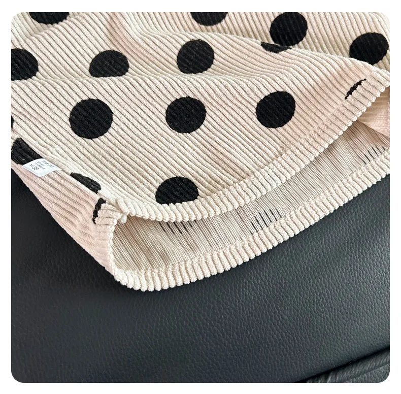 Kinder-Langarmshirt mit Polka-Dot-Muster, koreanischer Stil, Herbst-Baby-Freizeit-Unterhemd für Jungen und Mädchen, Rundhals-Strickkleidung – Detail 6