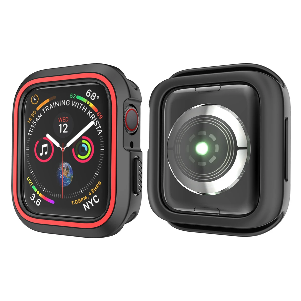 

Silicone Smart Watch Cover Protective Case Dustproof Shockproof Compatible With Apple Watch 40Mm Black Red