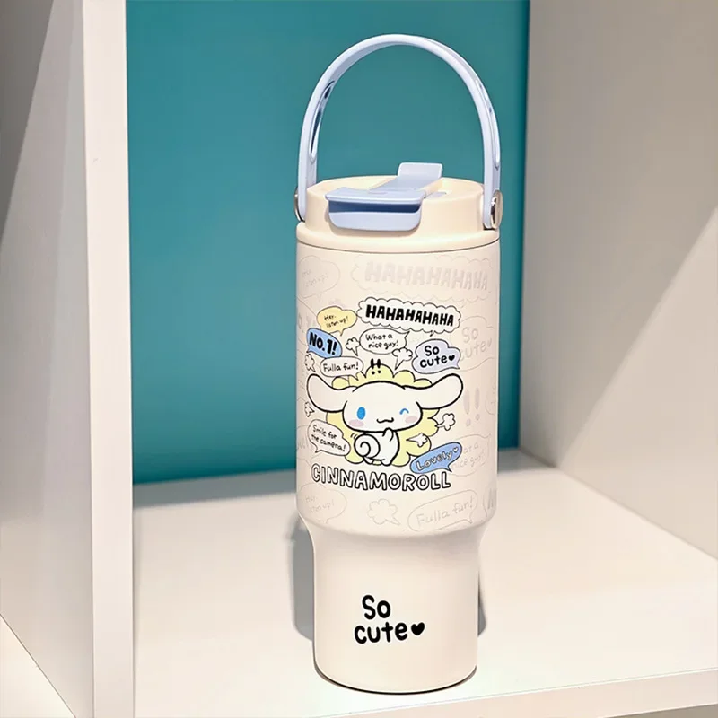 X&W Sanrio 660ml Cute Kuromi Insulated Tumbler 316 Stainless Steel Dual-drink Tea Strainer Straw Cup Portable Office Car Ice Cup