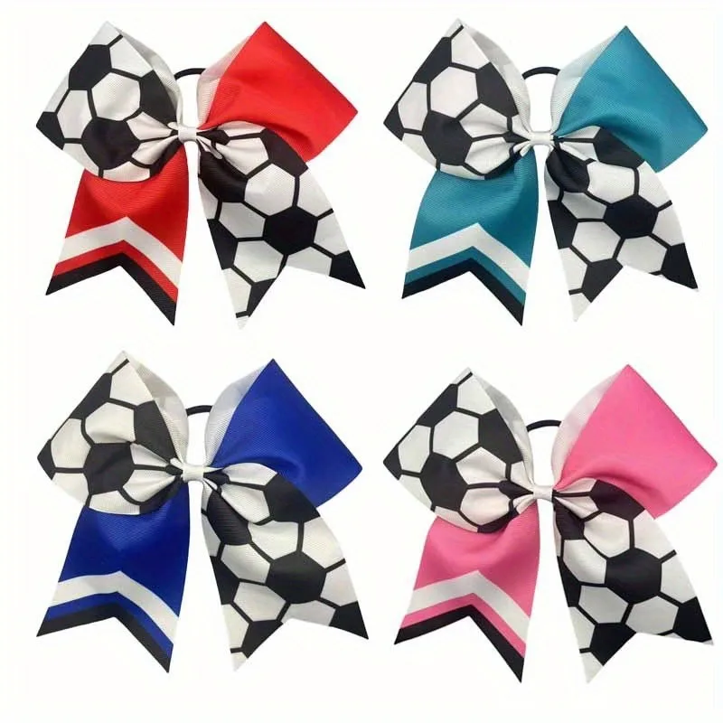 15個入り-サッカーボール型大型スワローテールボウヘアタイ-–-女の子用ダブルカラー幼児用ヘアバンド、スポーツテーマヘアアクセサリー