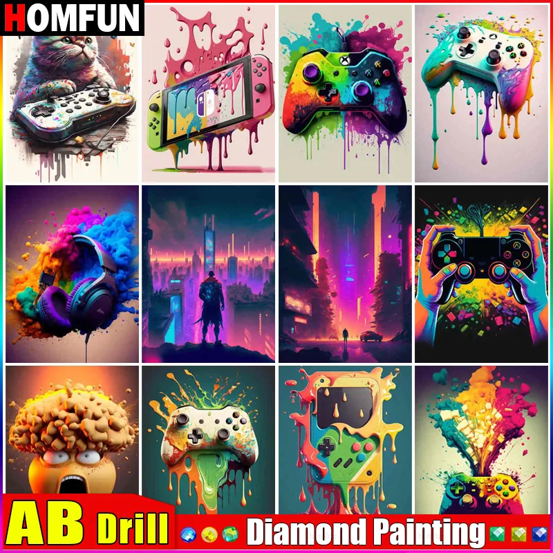 HOMFUN AB Square Round Drill 5D Diamond Painting Environmental Crafts Full Diamond Embroidery 