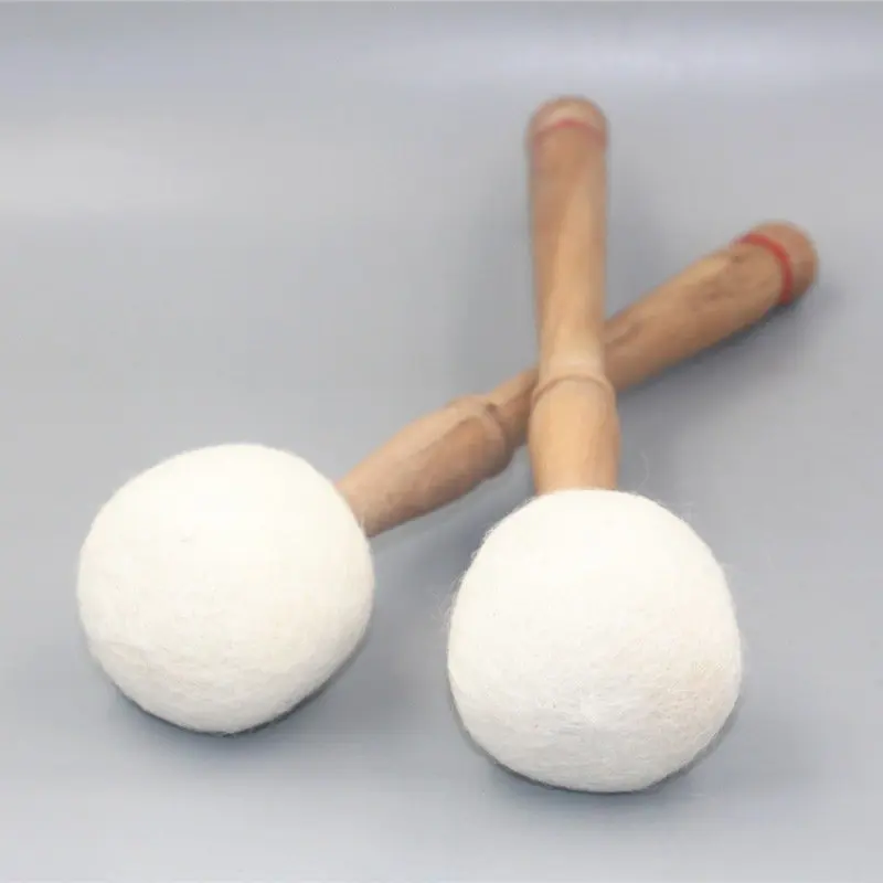 1Pc Wooden Striker for Singing Bowl Accessories Handmade Wool Material Percussion Hammer Stick