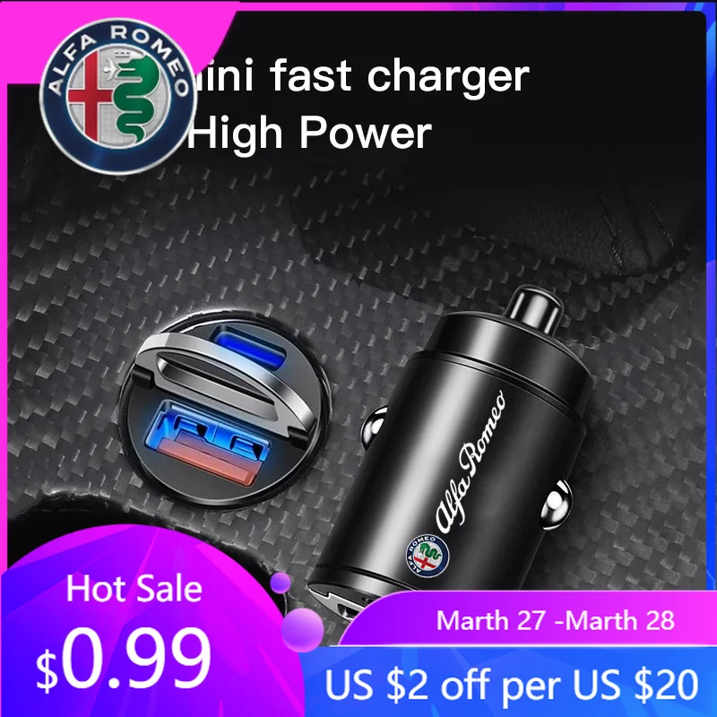 

For Alfa Romeo Car Charger Adapter USB PD Type C Fast Charging Quick Charge For Alfa Romeo Giulia Stelvio MiTo Giulietta Tonale