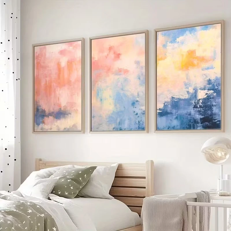 

3pcs Abstract Light Pink Canvas Poster Picture Wall Modern Abstract Art, Coffee Shop, Living Room, Bar, Room Home Decoration