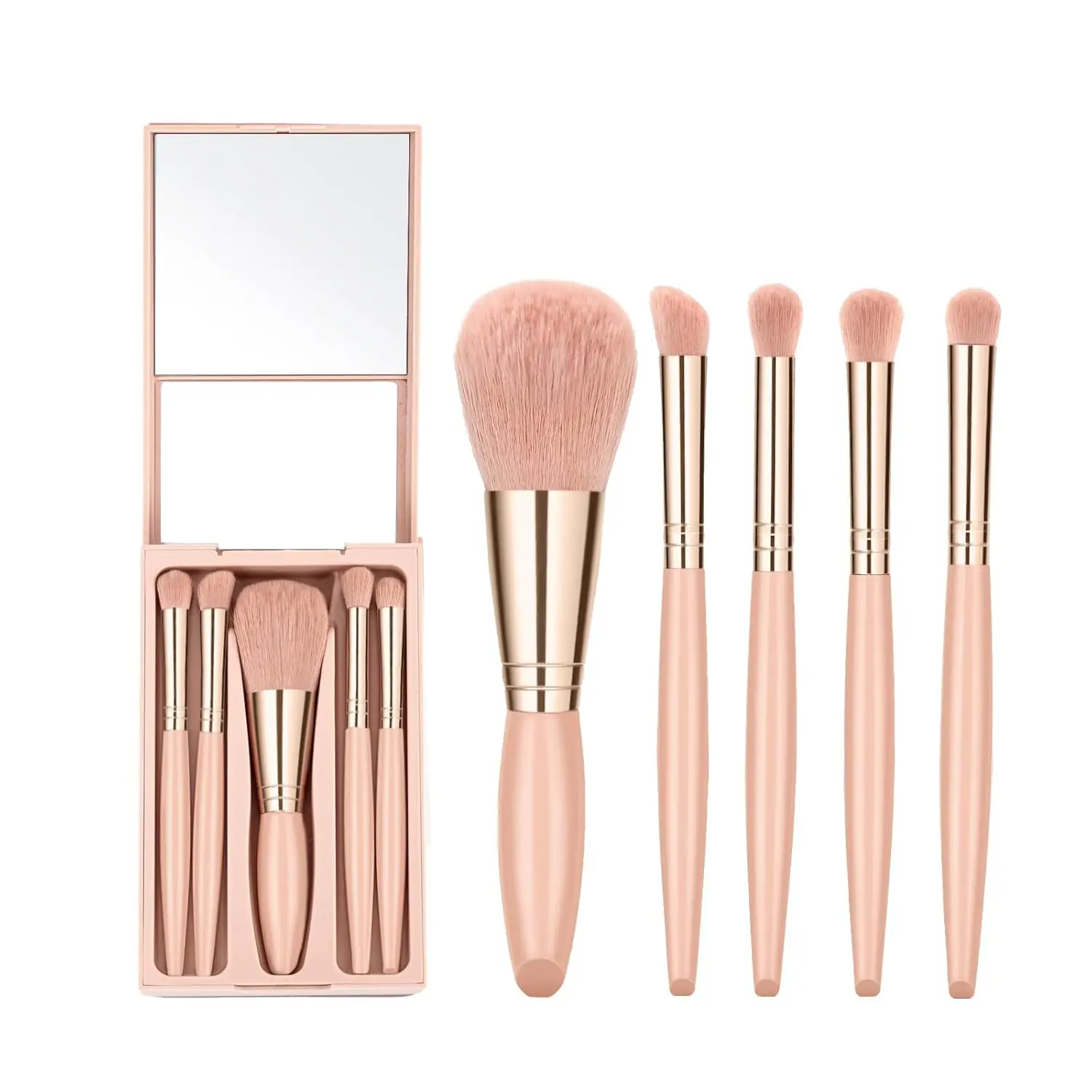 5 - Piece Travel Makeup Brush Set, Colored Pencil Set, Mini Eyeshadow Kit, Small - sized Eyeshadow Palette, Eye Makeup Brushes