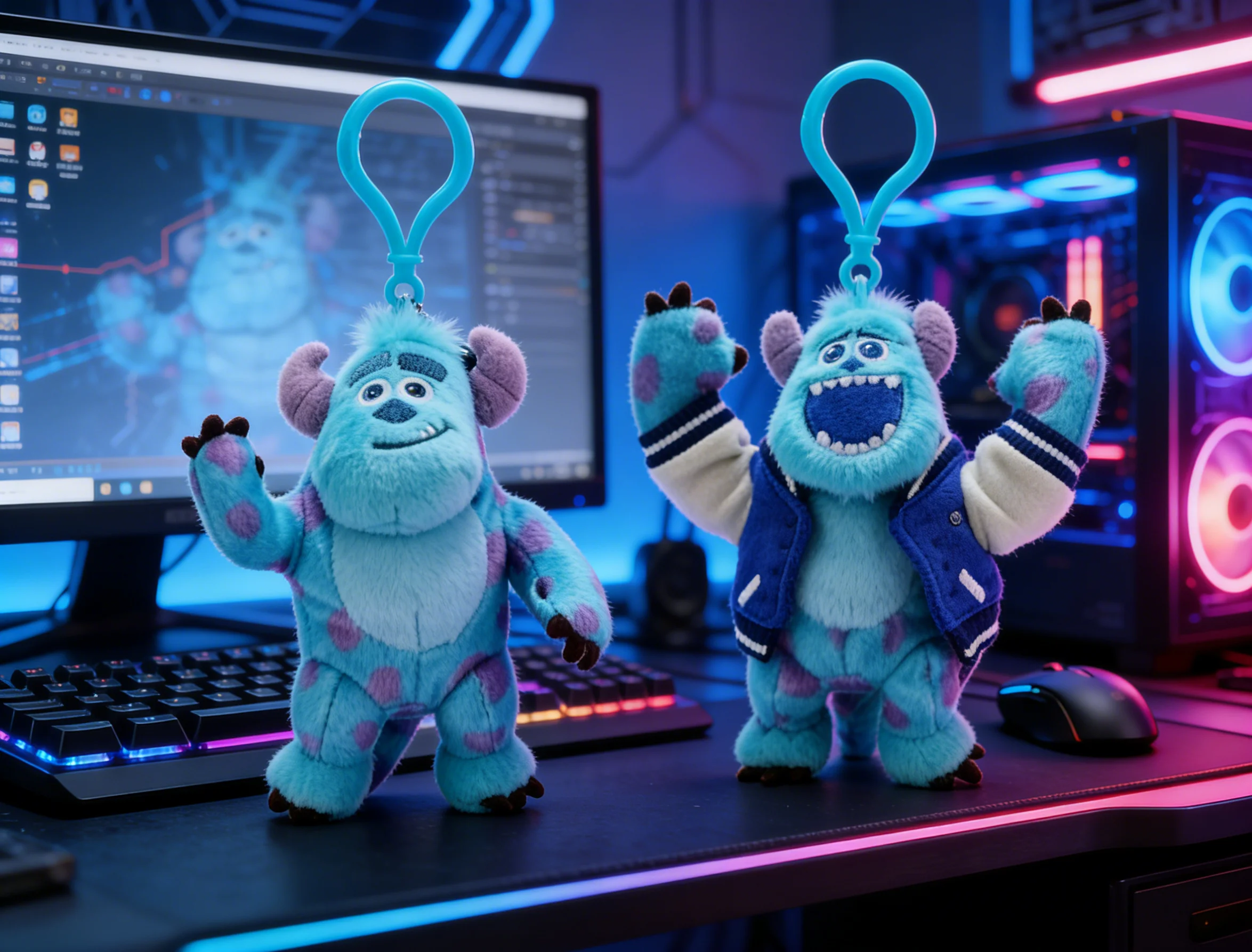 12cm Disney Monsters Inc Sulley Plush Keychain Cute Soft Stuffed Animal Bag Charm For Kids Gift