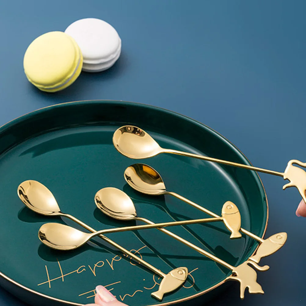 

3Pcs Stainless Steel Cat Fish Spoon Multi-Functional Coffee Dessert Kitchen Spoons for Home Restaurant