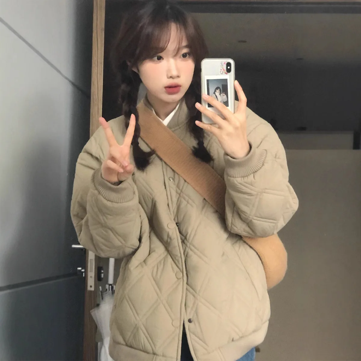 

Cotton Jacket Women Parkas Coat Single Breasted Stand Collar Thick Outerwear Pockets Windproof Winter Streetwear Overcoat