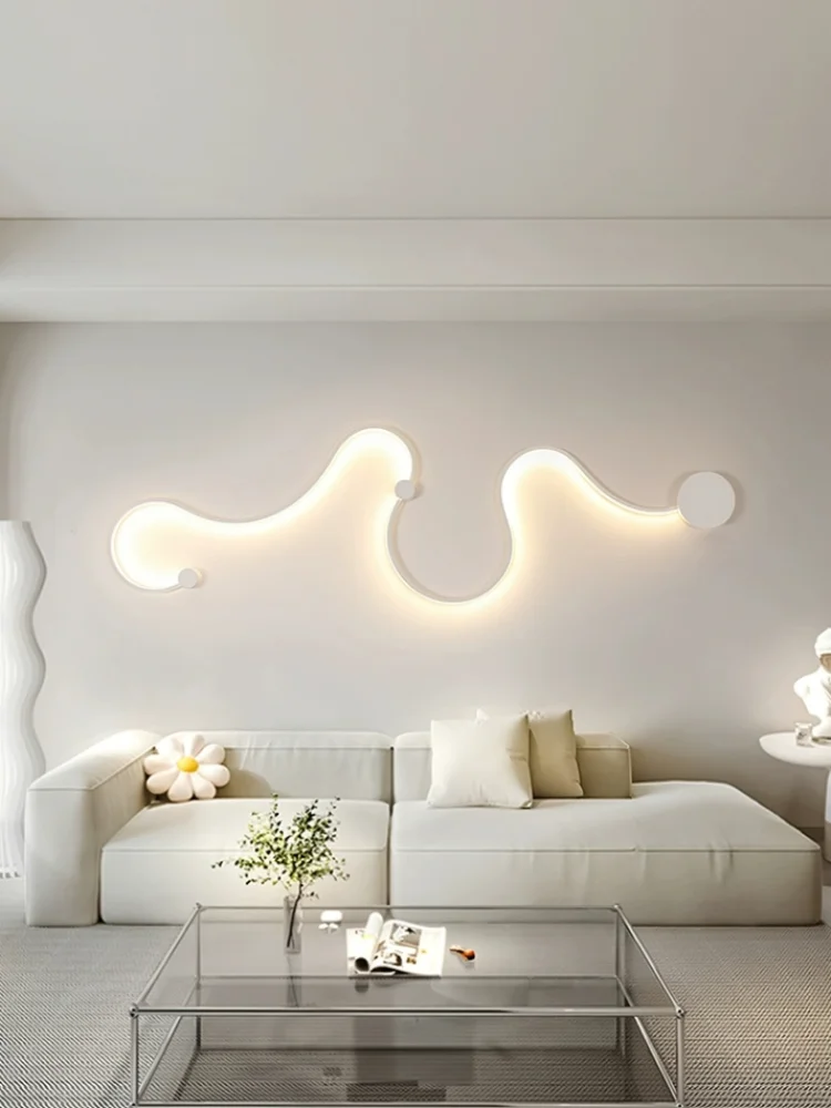 Simple and creative curved S-shaped living room TV background wall light corridor bedroom bedside wall light
