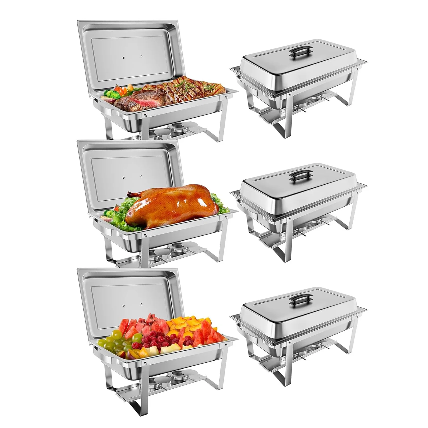 

Chafing Dish Buffet Set, 8 QT Food Servers and Warmers Stainless Steel Chafer with Lid, Rectangle Food Warmer for Party Catering