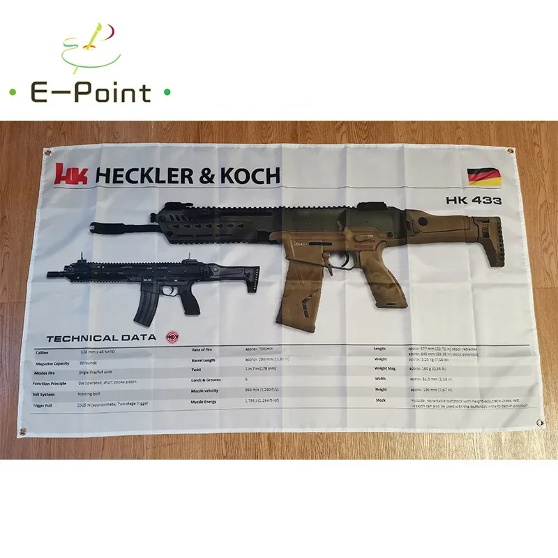 

Heckler & Koch Gun HK 433 Flag 3ft*5ft (90*150cm) Size Christmas Decorations for Home Flag Banner Indoor Outdoor Decor M95