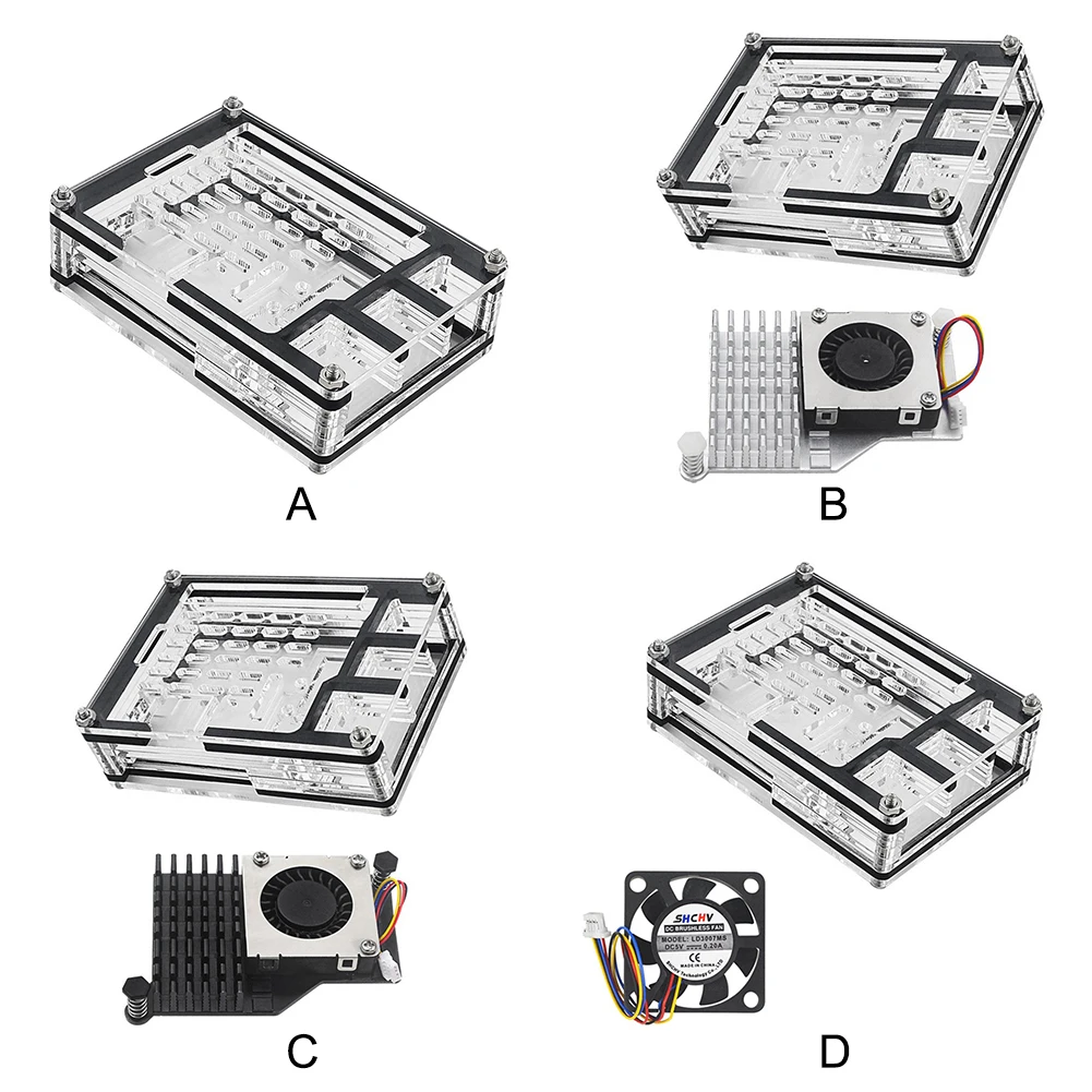 Casing Akrilik Transparan Mendukung Pendingin Aktif Resmi 9 Lapisan Kotak Pelindung untuk Raspberry Pi 5 4GB/8GB