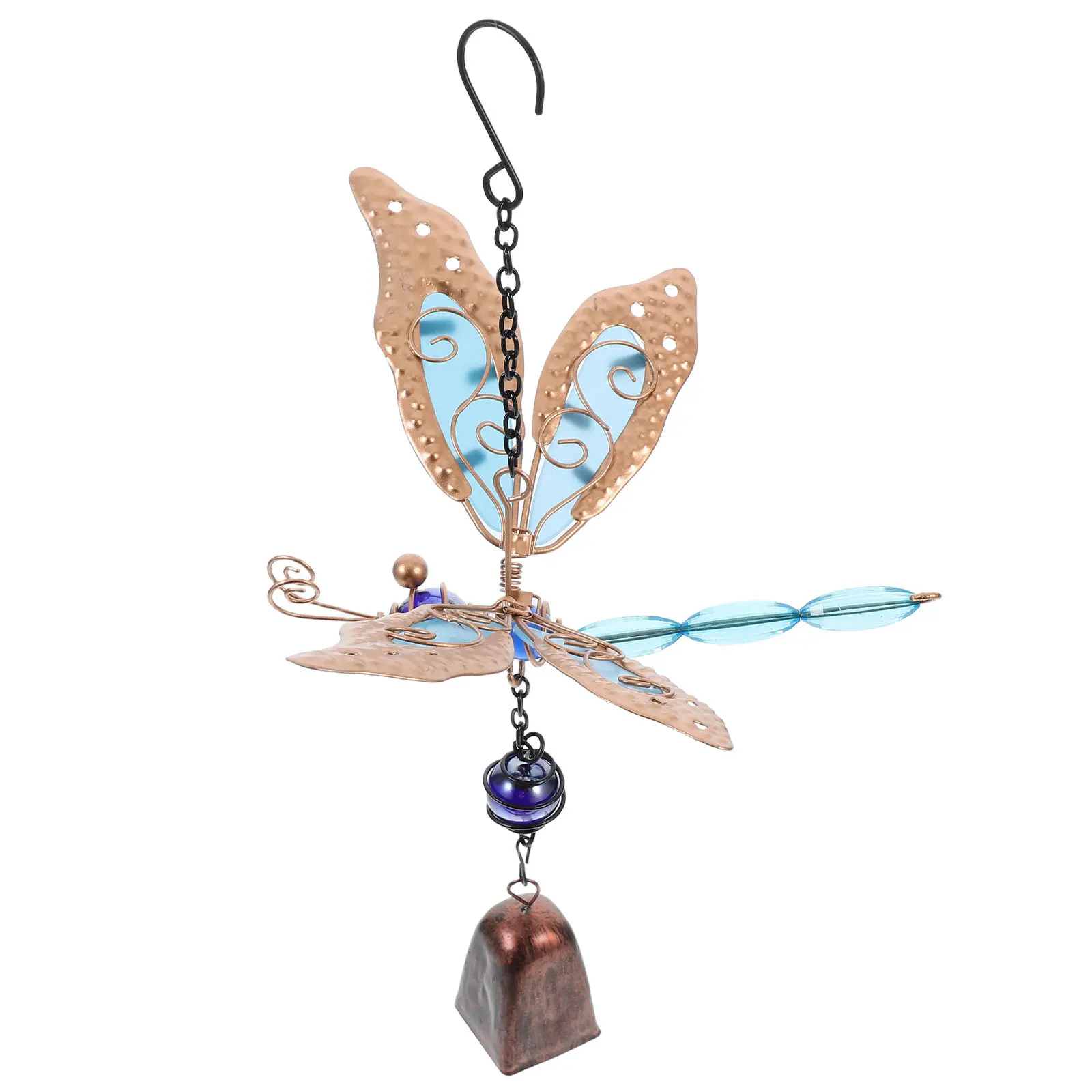 Dragonfly Glow in The Dark Wind Chimes Metal Bell Outdoor Garden Patio Hanging Decorative Light for Yard Patio Wind Chime