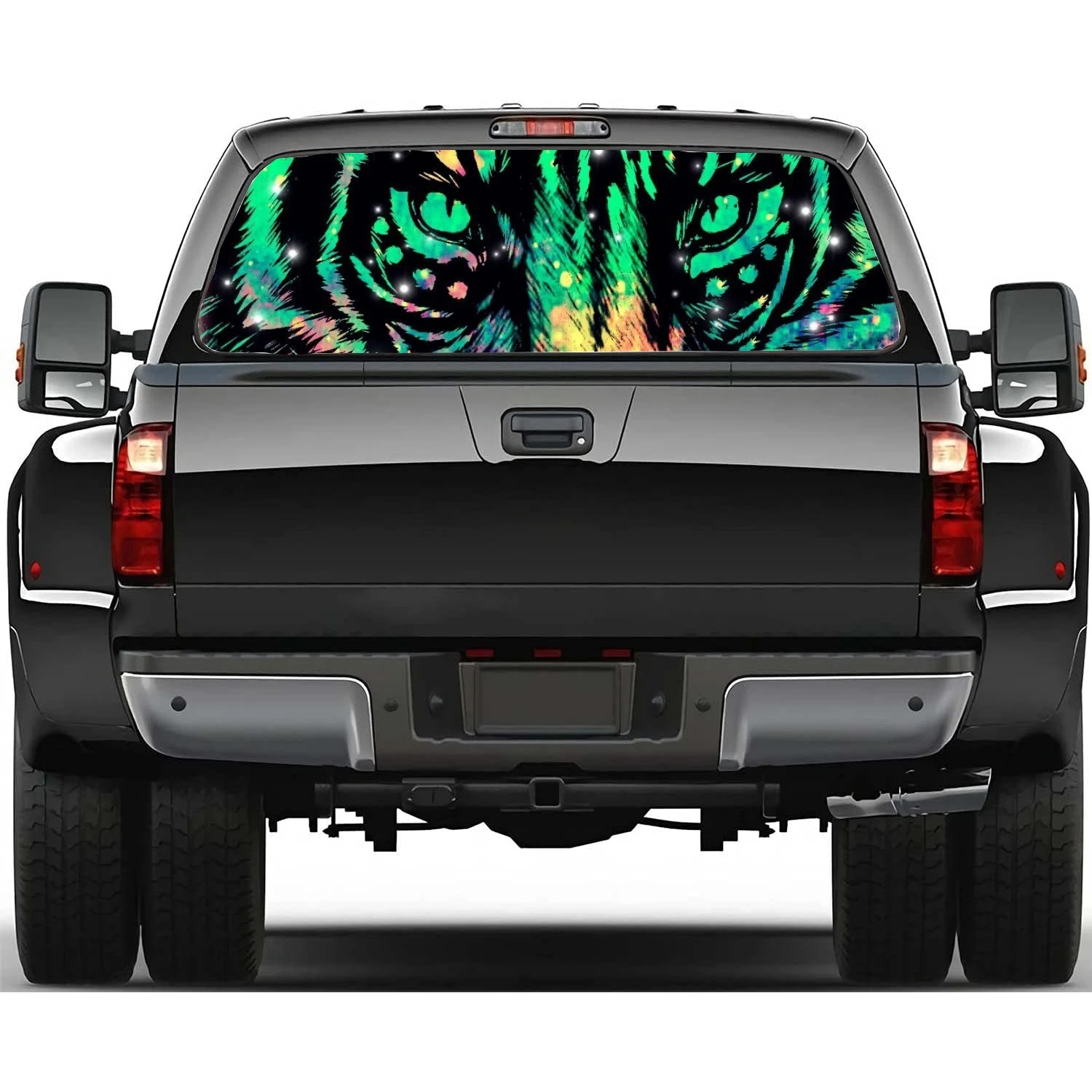 

Animal Trippy Tiger Car Accessories Rear Windshield Sticker Truck Window See Through Perforated Back Window Vinyl Decal Decor
