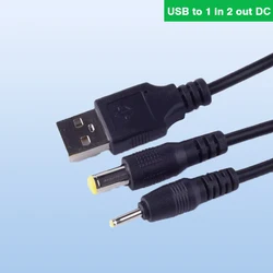 USB to 5.5 mm/2.1 mm & 2.5 mm/0.7 mm 1 in 2 out DC splitter Cable 5 Volt 2A DC Barrel Jack Power Y Cable USB 1 To 2 1.5m