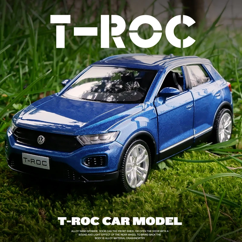 1:36 Volkswagen T-ROC Gelegeerd Automodel Diecast & Speelgoedvoertuigen Metalen Automodel Simulatie Terugtrekken Collectie Kinderspeelgoed