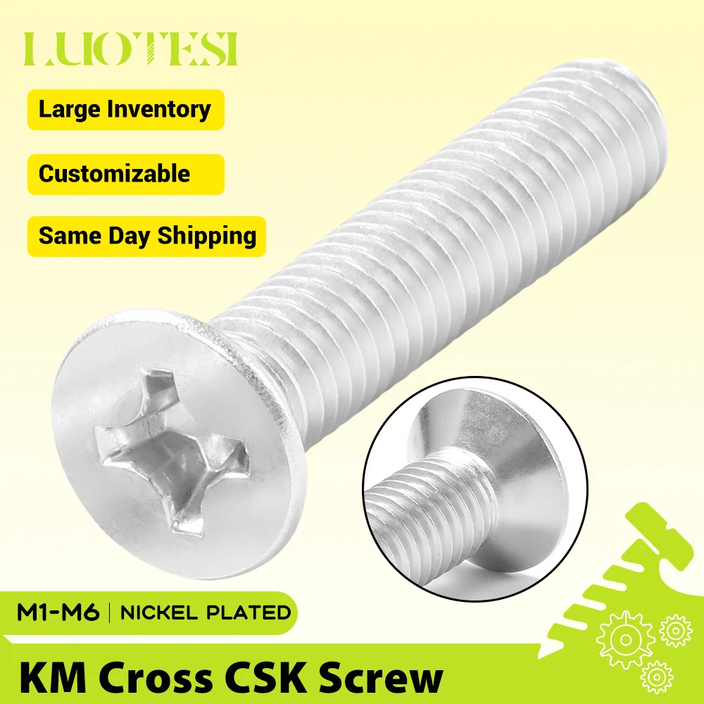 Phillips Flat Head Machine Screw Nickel Carbon Steel M1-M6 Cross Flat Head Screw for Glasses Watch and Other Small Electronics