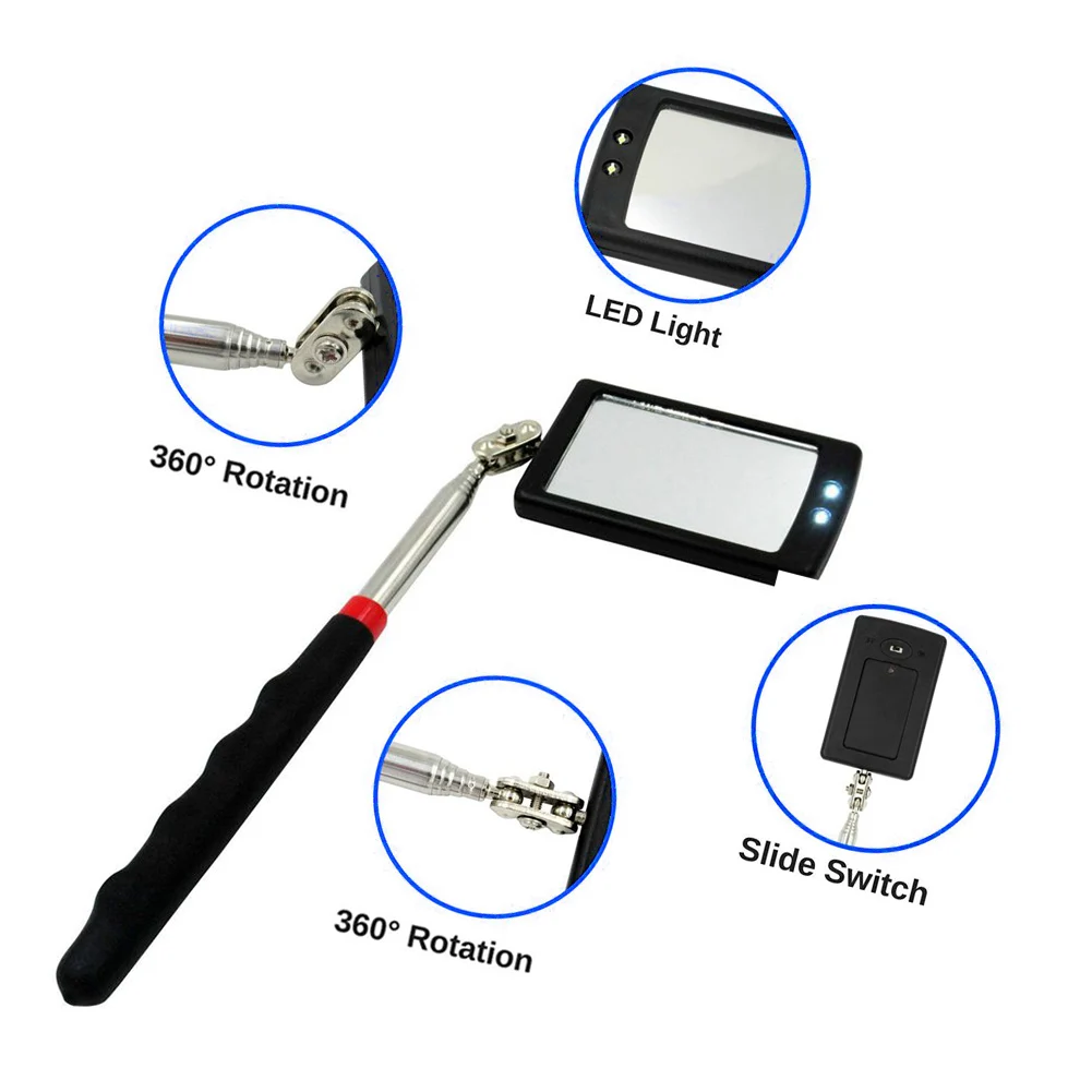 Adjustable Car Angle View Pen Automotive Telescopic Detection Lens Telescoping Inspection Mirror Extending Flexible