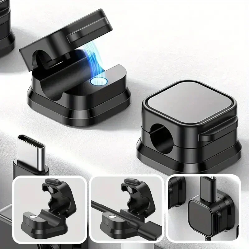 1/12PCS Magnetic Cable Clip Set Magnetic Cable Clips Cable Organiser Adjustable Cord Holder Under Desk Cable Management Holder