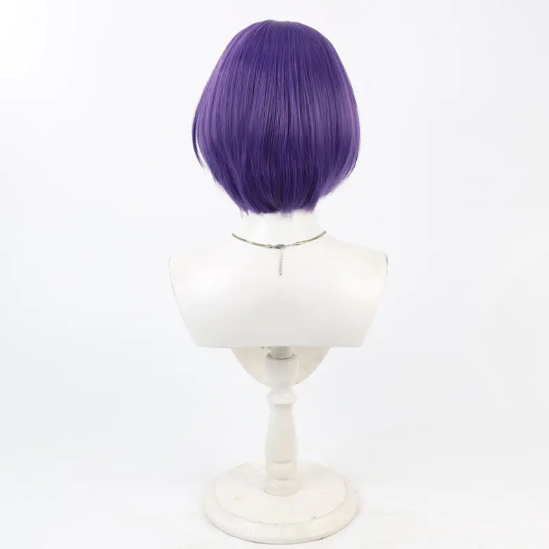Sairenji Haruna Cosplay Wig Purple Short Azur Lane Synthetic Hair Heat Resistant Halloween Role Play Party Carnival + Wig Cap view 4