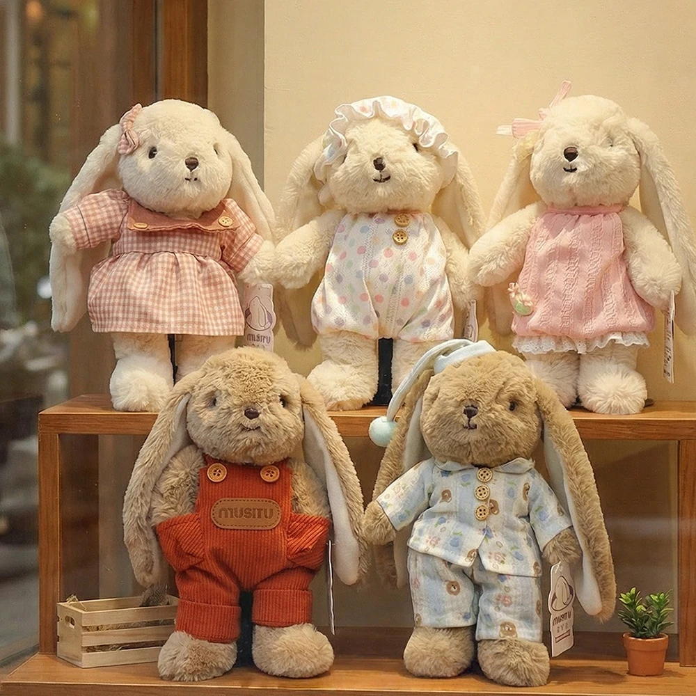 25cm 40cm Cute Rabbit Plush Toy Stuffed Animal Bunny Soft Doll Sleep Hug Pillow Kawaii Rabbit with Pajama Dress Gift for Girls