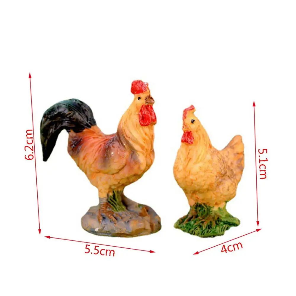 Lifelike Resin Hen Simulation Kid's Toy DIY Micro Landscape Bonsai Decor Chicken Figurine Cock Statue