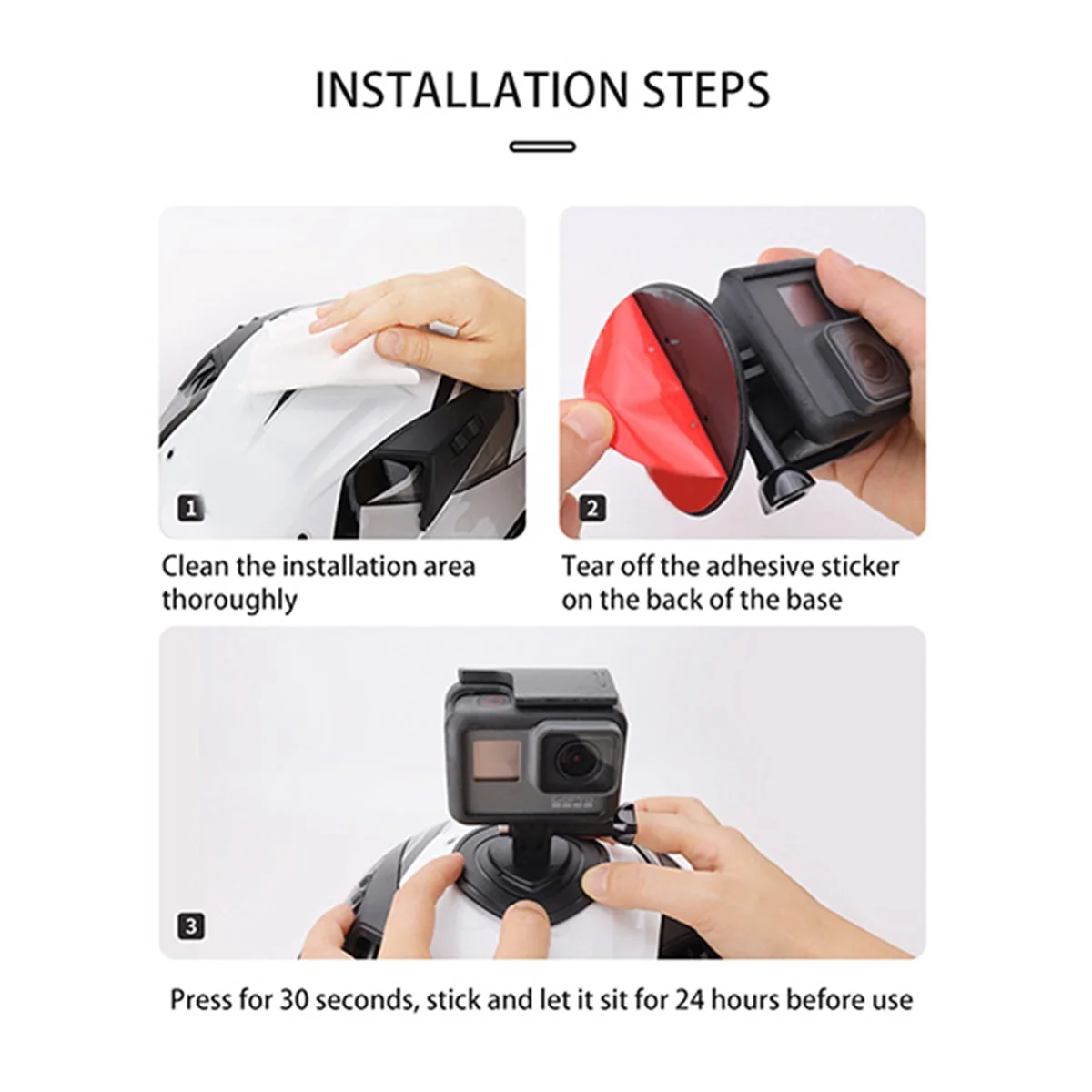 AT42 Action-Kamera, flexibel, adaptiv, feste Basis für X4-Motorradhelm, gebogene flache Halterungen