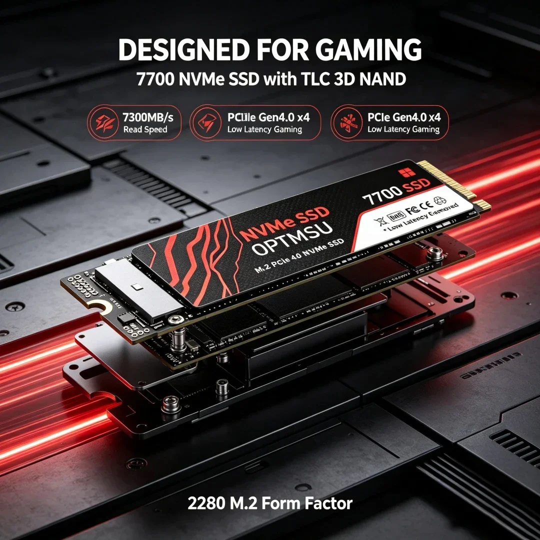 M.2 2280 NVMe SSD 7700 PCIe4.0 X4 7300MB/s High Performance Solid State Disk TLC 3D NAND 1TB 2TB 4TB For PC Desktop Upgrade
