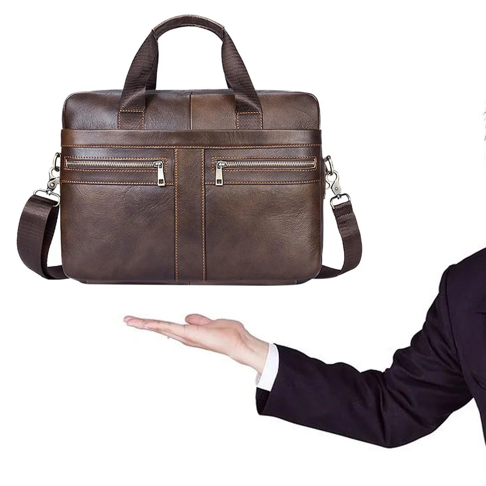 1 قطعة حقيبة رجال الأعمال القهوة سعة كبيرة حقيبة كتف قسط متعددة الوظائف حقيبة لرحلة العمل #5