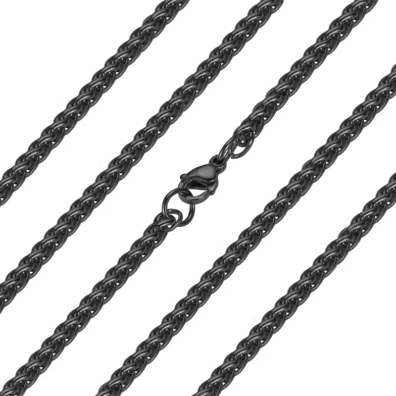 1 piece Stainless Steel Chain Necklace Width 3mm/4mm/5mm/6mm Black Color Keel Link Chain Necklace For Men Women Dropshipping