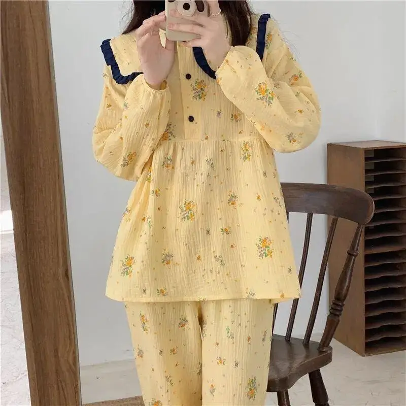 سراويل طويلة حلوة وفضفاضة بأكمام طويلة للفتيات طقم ملابس منزلية بيجامة ملابس منزلية عصرية قبعة بيجامات مدمجة Pjs امرأة شتاء دافئ