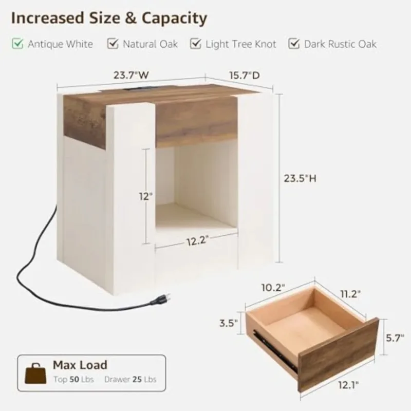 Modern Nightstand with Charging Station 24