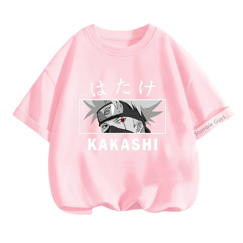 3-14 Years Kids Clothes Narutos Tshirt Boys T-Shirt Girls Cartoon Tees Summer Anime Teen Short Sleeve Tops Kakashi Clothing