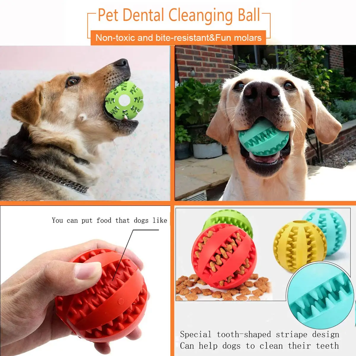 Dog Toy Rubber Ball Bite Resistant Molar Leakage Corgi Training Dog Ball Pet Educational Toy Bite Not Damage Watermelon Ball